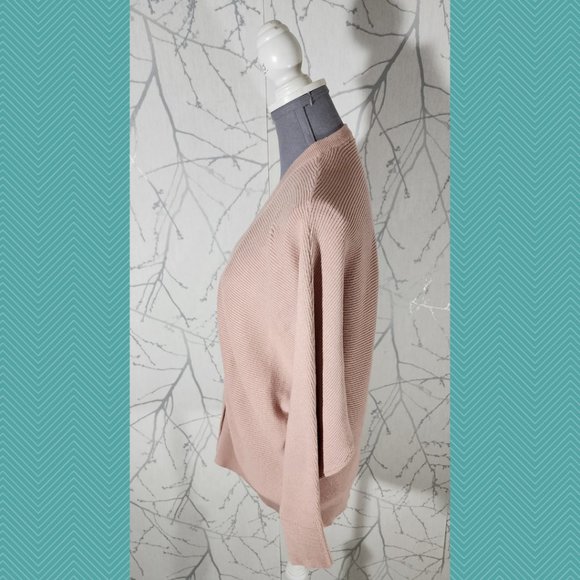 T Tahari Pastel Pink Ribbed Knit Button Front Boxy Fit Cardigan - Picture 2 of 4